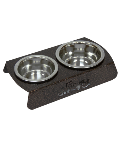 Подставка + 2 миски металлические 2*0,5л бронза Зооник Подставка + 2 миски металлические 2*0,5л бронза Зооник