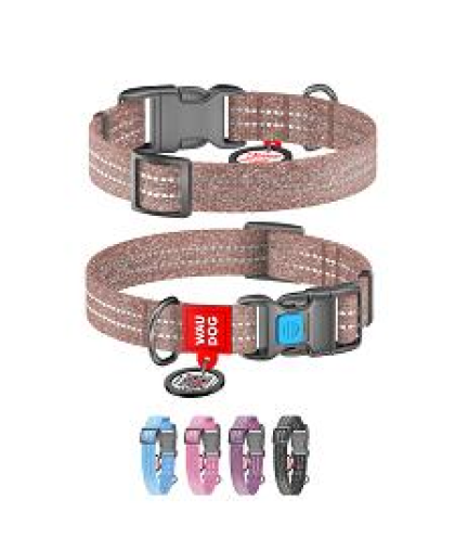 Ошейник для собак хлопковый 1,5*23-35см светоотражающий QR-паспорт розовый WauDog CoLLaR Ошейник для собак хлопковый 1,5*23-35см светоотражающий QR-паспорт розовый WauDog CoLLaR