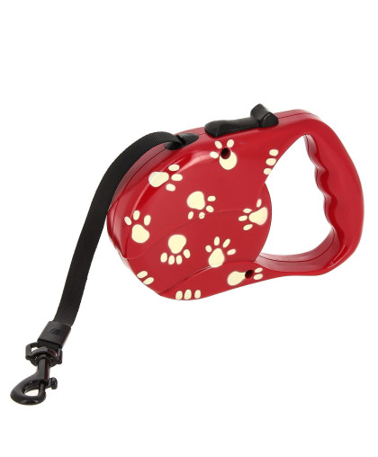 Рулетка ремень 3м до 20кг красный с белыми лапками Каскад Рулетка ремень 3м до 20кг красный с белыми лапками Каскад