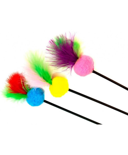 Дразнилка для кошек Мячик мягкий с перьями 60см LION Дразнилка для кошек Мячик мягкий с перьями 60см LION