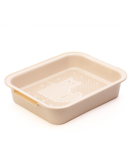 Туалет для кошек с сеткой 38*31,5*8 см бежевый Альтернатива Туалет для кошек с сеткой 38*31,5*8 см бежевый Альтернатива