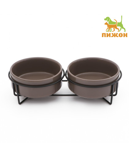 Подставка +2 миски керамические 2*250мл Пижон Подставка +2 миски керамические 2*250мл Пижон