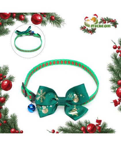 Ошейник для кошек и собак Зима капрон зеленый 30*1см Пижон Ошейник для кошек и собак Зима капрон зеленый 30*1см Пижон