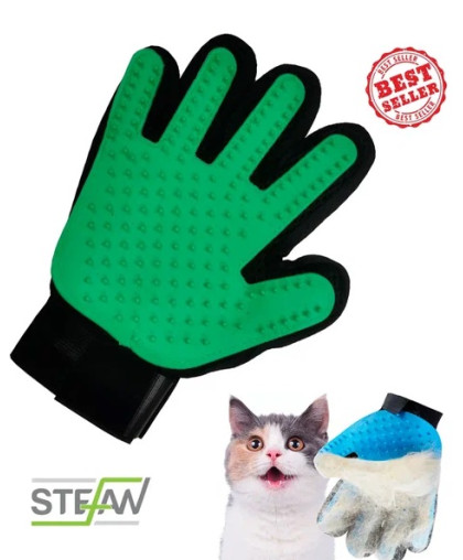 Перчатка массажная для вычесывания шерсти зеленая 23*17см PMG-1201GR STEFAN Перчатка массажная для вычесывания шерсти зеленая 23*17см PMG-1201GR STEFAN