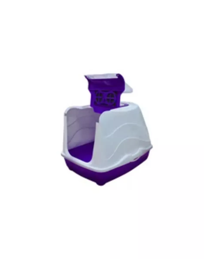 Туалет для кошек закрытый Торной 36*49*39см совок в комплекте белый/фиолетовый Уют Туалет для кошек закрытый Торной 36*49*39см совок в комплекте белый/фиолетовый Уют