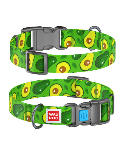  Ошейник для собак нейлоновый с QR паспортом Авокадо  20мм*24-40см WauDog CoLLaR
