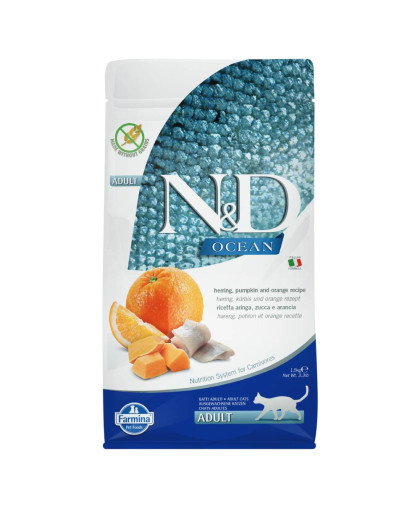Фармина/Farmina N&D корм для кошек Сельдь с апельсином и тыквой 1,5кг Фармина/Farmina N&D корм для кошек Сельдь с апельсином и тыквой 1,5кг