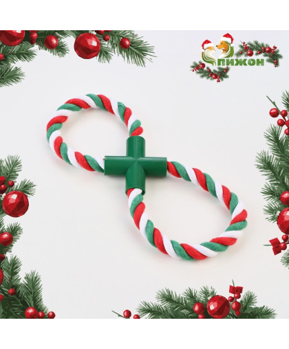 Игрушка для собак канатная Зимняя восьмерка 20см зеленая/красная Пижон Игрушка для собак канатная Зимняя восьмерка 20см зеленая/красная Пижон
