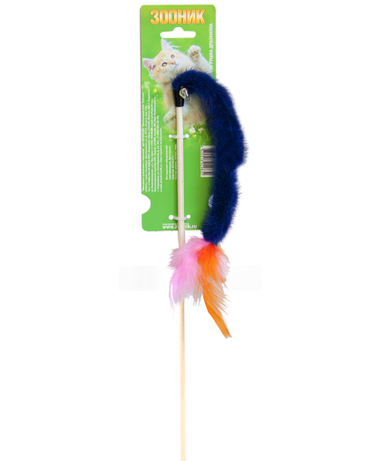 Игрушка для кошек дразнилка Меховая гусеничка с перьями 50 см (EX38) Зооник Игрушка для кошек дразнилка Меховая гусеничка с перьями 50 см (EX38) Зооник