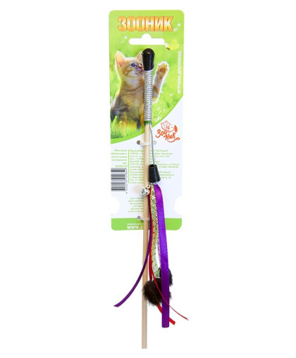 Игрушка для кошек дразнилка Меховые бубенчики с ленточками 50см Зооник Игрушка для кошек дразнилка Меховые бубенчики с ленточками 50см Зооник