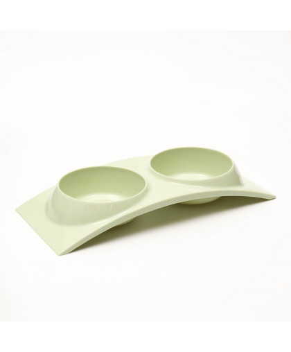 Миска пластиковая двойная 38,5*16,7*5см зеленая 400 мл Пижон Миска пластиковая двойная 38,5*16,7*5см зеленая 400 мл Пижон