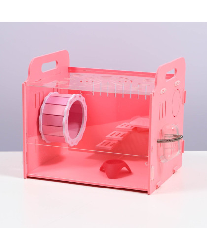 Клетка для грызунов прозрачная акриловая 29*23,5*26см розовая Пижон Клетка для грызунов прозрачная акриловая 29*23,5*26см розовая Пижон