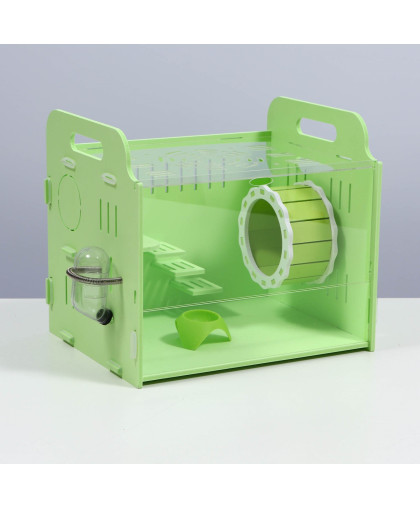 Клетка для грызунов прозрачная акриловая 29*23,5*26см зеленая Пижон Клетка для грызунов прозрачная акриловая 29*23,5*26см зеленая Пижон