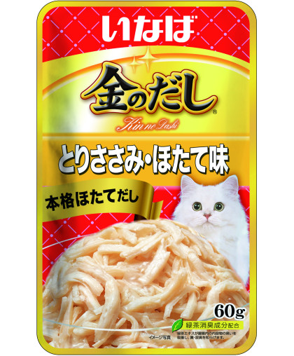 Инаба/INABA КИННОДАСИ пауч для кошек куриное филе со вкусом гребешка в желе 60гр*48 Инаба/INABA КИННОДАСИ пауч для кошек куриное филе со вкусом гребешка в желе 60гр*48