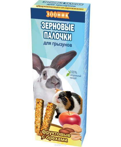 Зооник зерновые палочки для грызунов "Фруктовые с орехами" 2шт*18 Зооник зерновые палочки для грызунов "Фруктовые с орехами" 2шт*18