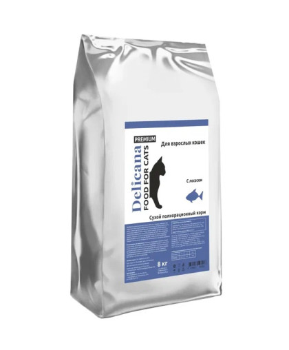 Деликана/Delicana корм для кошек Лосось 8кг Деликана/Delicana корм для кошек Лосось 8кг