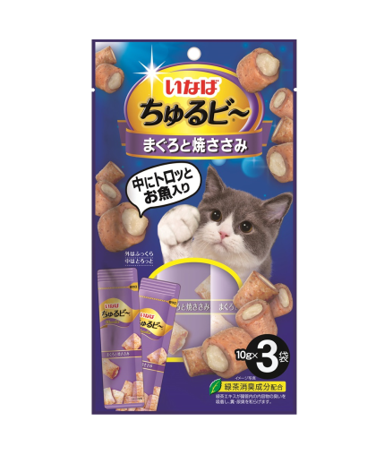 Инаба/INABA ЧУРУ-БИ лакомство для кошек запеченные трубочки тунец магуро и куриное филе 10гр*3 Инаба/INABA ЧУРУ-БИ лакомство для кошек запеченные трубочки тунец магуро и куриное филе 10гр*3