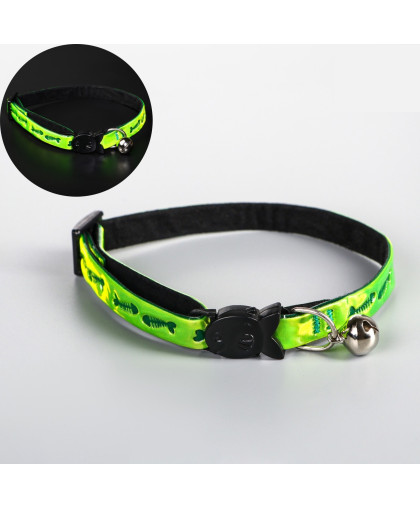 Ошейник для кошек светоотражающий Рыбки 30*1см зеленый Пижон Ошейник для кошек светоотражающий Рыбки 30*1см зеленый Пижон