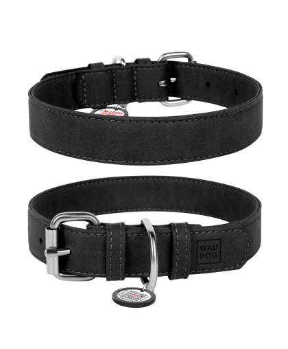  Ошейник для собак из искусственной кожи WAUDOG Eco с QR паспортом  25мм*38-49см черный