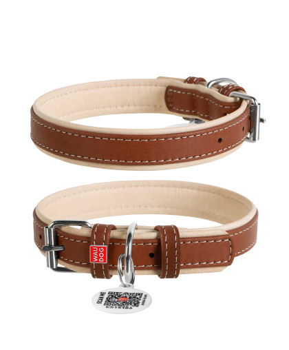 Ошейник для собак кожаный WAUDOG Soft с QR паспортом 20мм*30-39см Ошейник для собак кожаный WAUDOG Soft с QR паспортом 20мм*30-39см