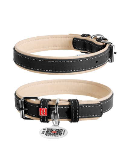 Ошейник для собак кожаный WAUDOG Soft с QR паспортом 20мм*30-39см Ошейник для собак кожаный WAUDOG Soft с QR паспортом 20мм*30-39см
