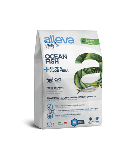 Аллева/Alleva Холистик Беззерновой корм для кошек Океаническая рыба/конопля/алое вера 1,5кг Аллева/Alleva Холистик Беззерновой корм для кошек Океаническая рыба/конопля/алое вера 1,5кг