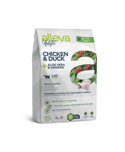 Аллева/Alleva Холистик Беззерновой корм для кошек Курица/Утка/алое вера/женьшень 1,5кг Аллева/Alleva Холистик Беззерновой корм для кошек Курица/Утка/алое вера/женьшень 1,5кг