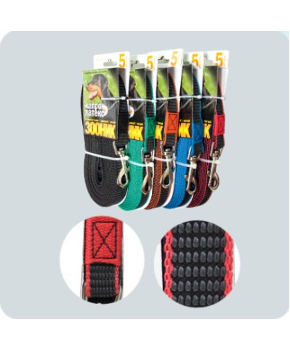  Поводок капроновый с двойной латексной нитью  5м* 20мм синий Зооник