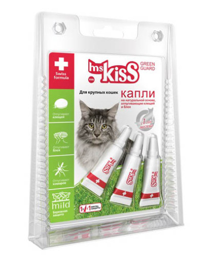 Мисс Кисс Био капли для крупных кошек 3 пипетки*24 (2мл) Мисс Кисс Био капли для крупных кошек 3 пипетки*24 (2мл)