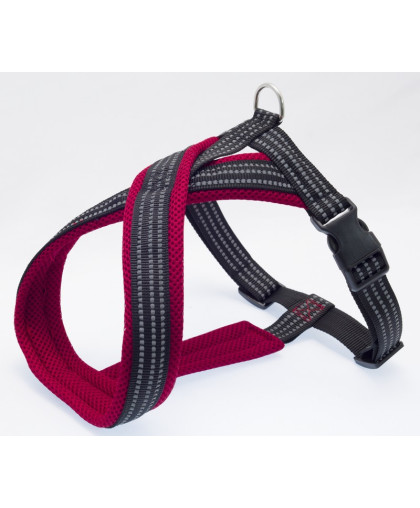  Шлейка нейлон Х-образная мягкий подклад  25мм 50-60/70см красный Каскад