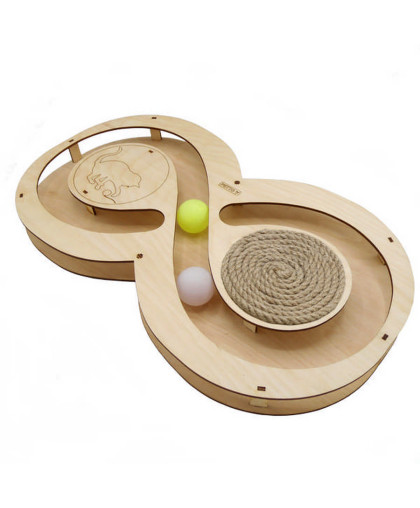 Игрушка для кошек трек Восьмерка с шариками с когтеточкой из каната 49*27*3,6см Госи/GoSi Игрушка для кошек трек Восьмерка с шариками с когтеточкой из каната 49*27*3,6см Госи/GoSi