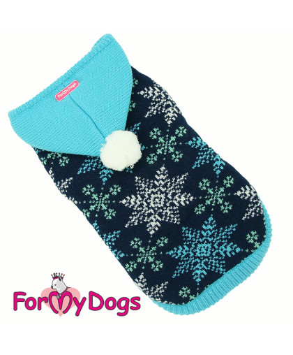 Куртка вязаная для собак р8-10 спинка 20см синяя снежинки Formydogs Куртка вязаная для собак р8-10 спинка 20см синяя снежинки Formydogs