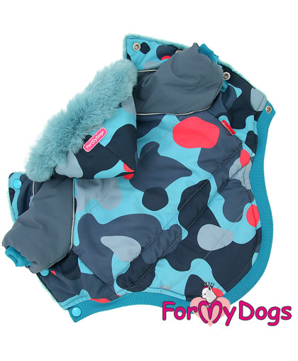Куртка утепленная для собак р16 спинка 33см серая/синяя камуфляж с рукавами Formydogs Куртка утепленная для собак р16 спинка 33см серая/синяя камуфляж с рукавами Formydogs