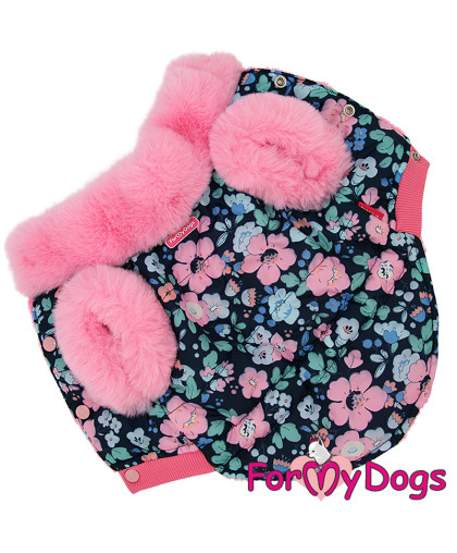 Куртка утепленная для собак р14 спинка 30см синяя/розовая цветы Formydogs Куртка утепленная для собак р14 спинка 30см синяя/розовая цветы Formydogs