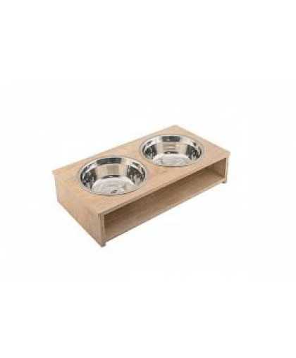  Подставка + 2 миски металлические  2*0,5л ламинат Дуб сонома 36*18,5*10см Дарэлл