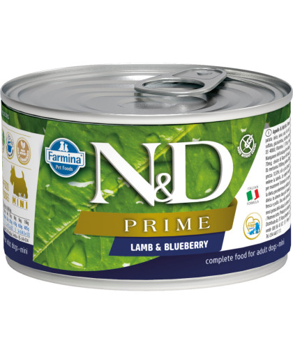 Фармина/Farmina консервы N&D Prime корм для собак мелких пород Ягнёнок с черникой 140гр Фармина/Farmina консервы N&D Prime корм для собак мелких пород Ягнёнок с черникой 140гр