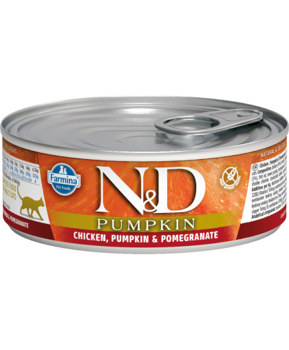 Фармина/Farmina консервы N&D Pumpkin корм для кошек Курица тыквой и гранатом 80гр Фармина/Farmina консервы N&D Pumpkin корм для кошек Курица тыквой и гранатом 80гр
