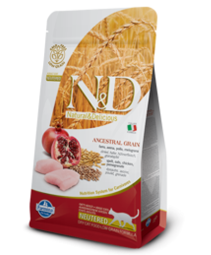 Фармина/Farmina N&D Анцестрал корм для кошек стерилизованных/кастрированных Курица с гранатом 300гр Фармина/Farmina N&D Анцестрал корм для кошек стерилизованных/кастрированных Курица с гранатом 300гр