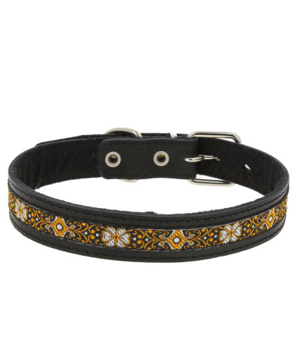  Ошейник кож. с тесьмой  45мм 50-59см Каскад
