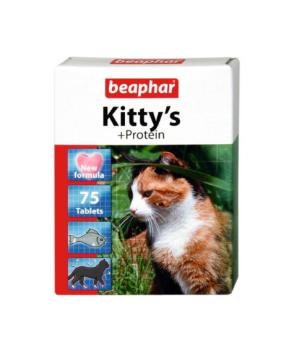 Беафар витамины для кошек Kitty's сердечки с добавлением рыбы протеин 75 таб.*12