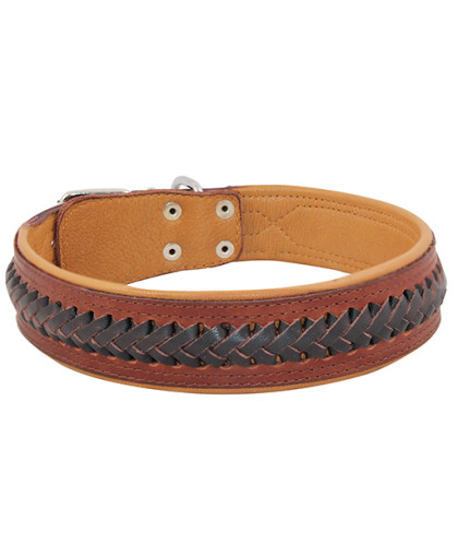  Ошейник кож. тройной Элита с косой  30мм 54-63см Каскад