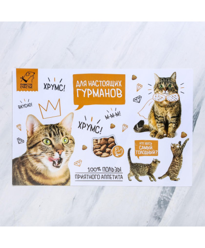 Коврик под миску "Для настоящих гурманов" 43*28см Пушистое счастье Коврик под миску "Для настоящих гурманов" 43*28см Пушистое счастье