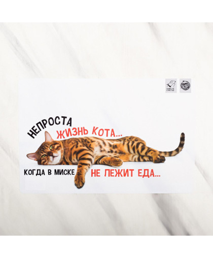 Коврик под миску "Не просто жизнь кота" 43*28см Пушистое счастье Коврик под миску "Не просто жизнь кота" 43*28см Пушистое счастье