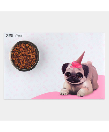 Коврик под миску Мопс 43*28см Пушистое облако Коврик под миску Мопс 43*28см Пушистое облако