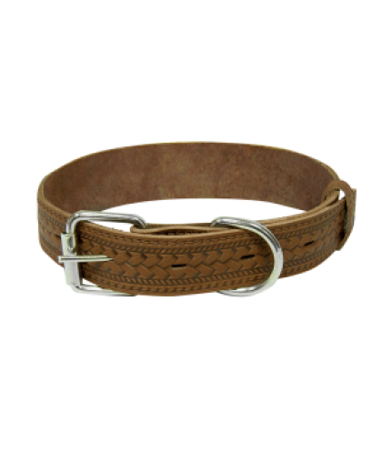  Ошейник кожаный с тиснением  30мм,45-49 см,Зооник