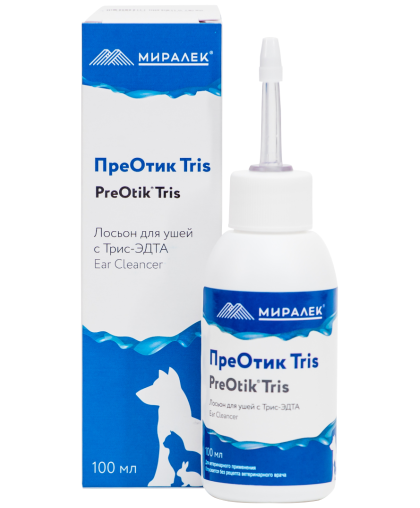  Лосьон для ушей очищающий для собак,кошек и кроликов Преотик TRIS  100мл (снижает воспаление)