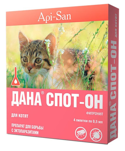  Дана Спот-он капли для кошек более  3кг 2 пипетки*40