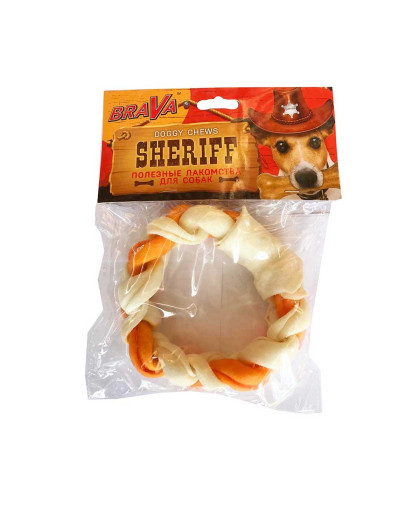 Брава/BraVa Шериф лакомства для собак кольцо косичка 3"/7,5см 1шт Брава/BraVa Шериф лакомства для собак кольцо косичка 3"/7,5см 1шт