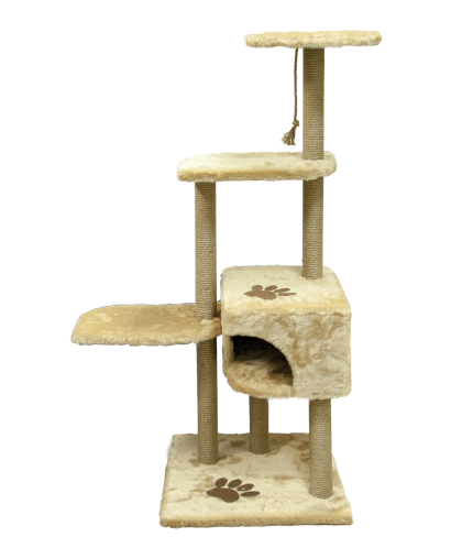 Когтеточка Дом с полками на подставке бежевая 640*410*1170мм Зооник Когтеточка Дом с полками на подставке бежевая 640*410*1170мм Зооник