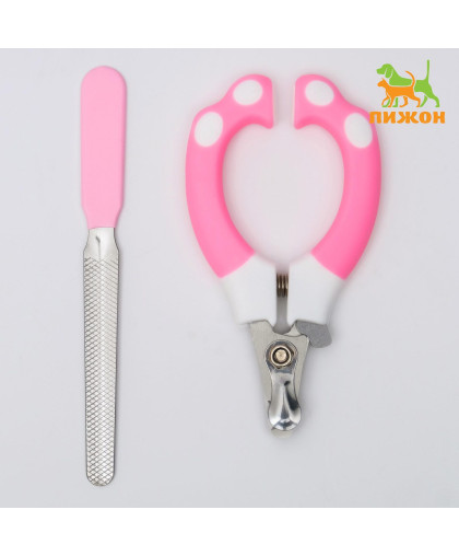  Когтерез  8мм плюс пилка для когтей розовый Пижон